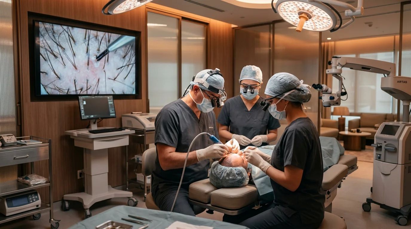 Dermalife surgical team performing hair restoration